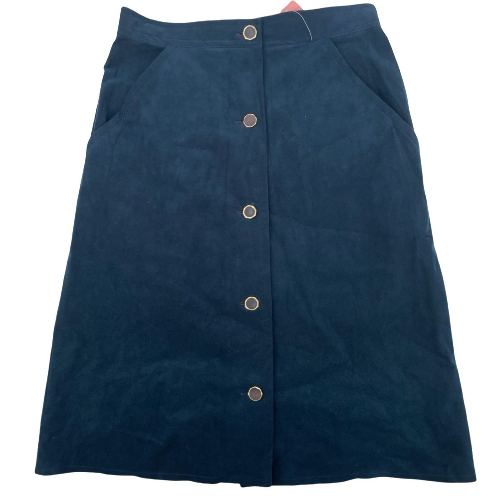 Kasper Women's Skirt A-line Navy Blue Faux Suede Vintage 1970s Size 8